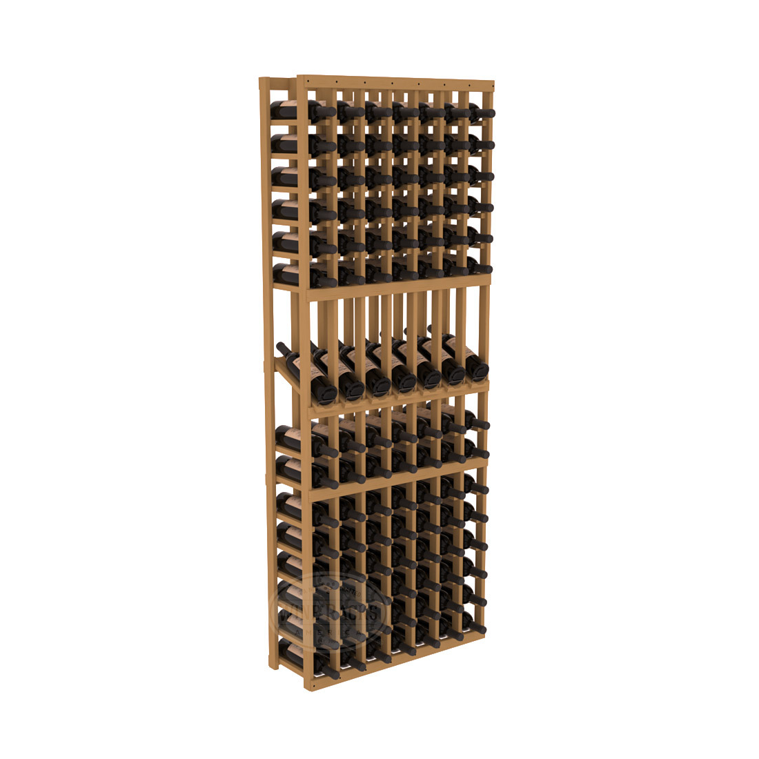 InstaCellar - 7 Column Display Row Rack in Ponderosa Pine Oak stained without WineSafe™ Satin Sealant