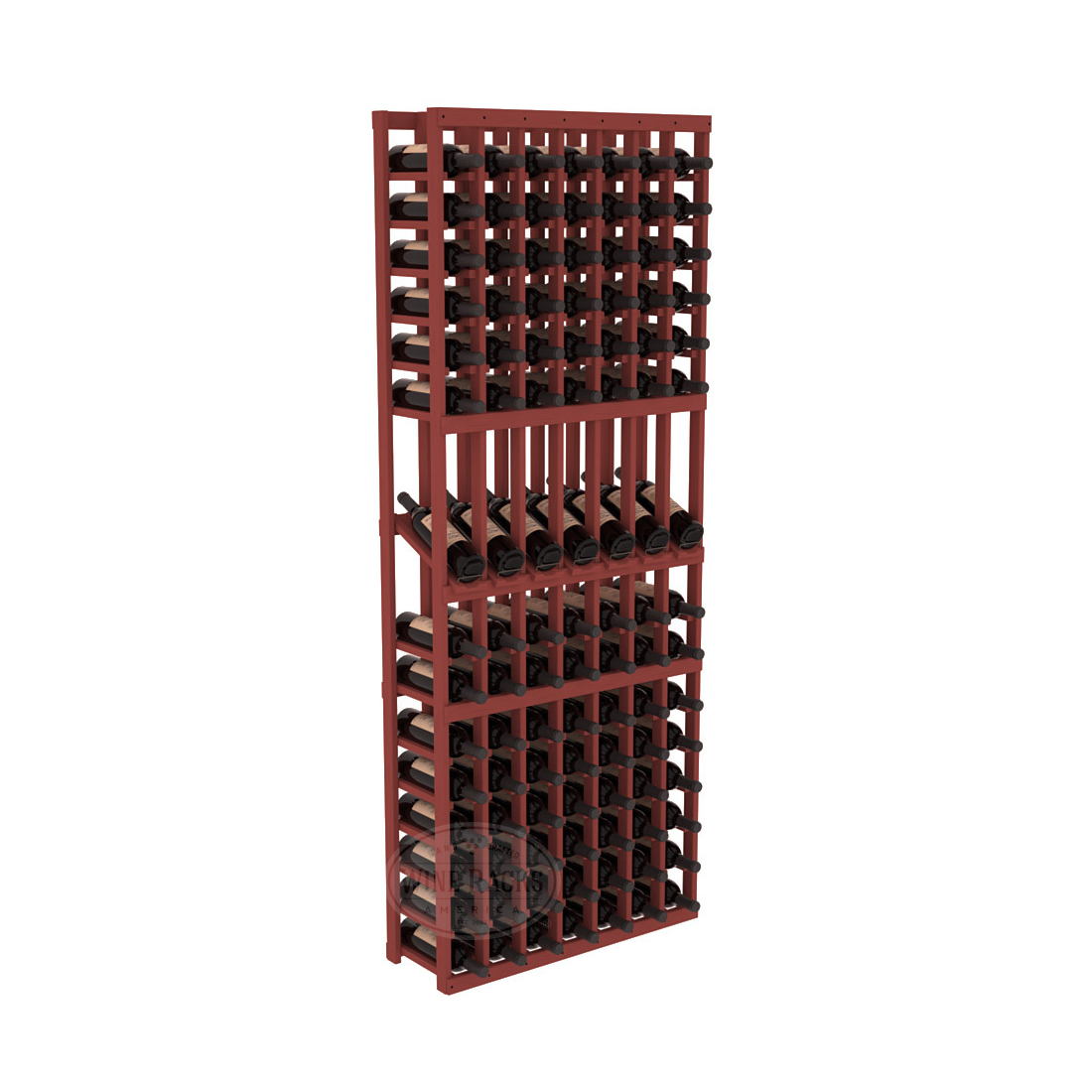 InstaCellar - 7 Column Display Row Rack in Ponderosa Pine Cherry stained without WineSafe™ Satin Sealant