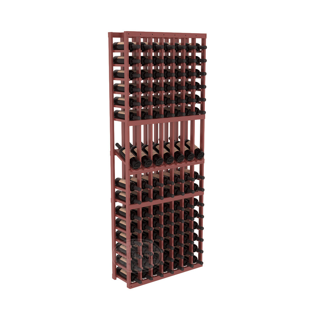 InstaCellar - 7 Column Display Row Rack in Ponderosa Pine Cherry stained with WineSafe™ Satin Sealant