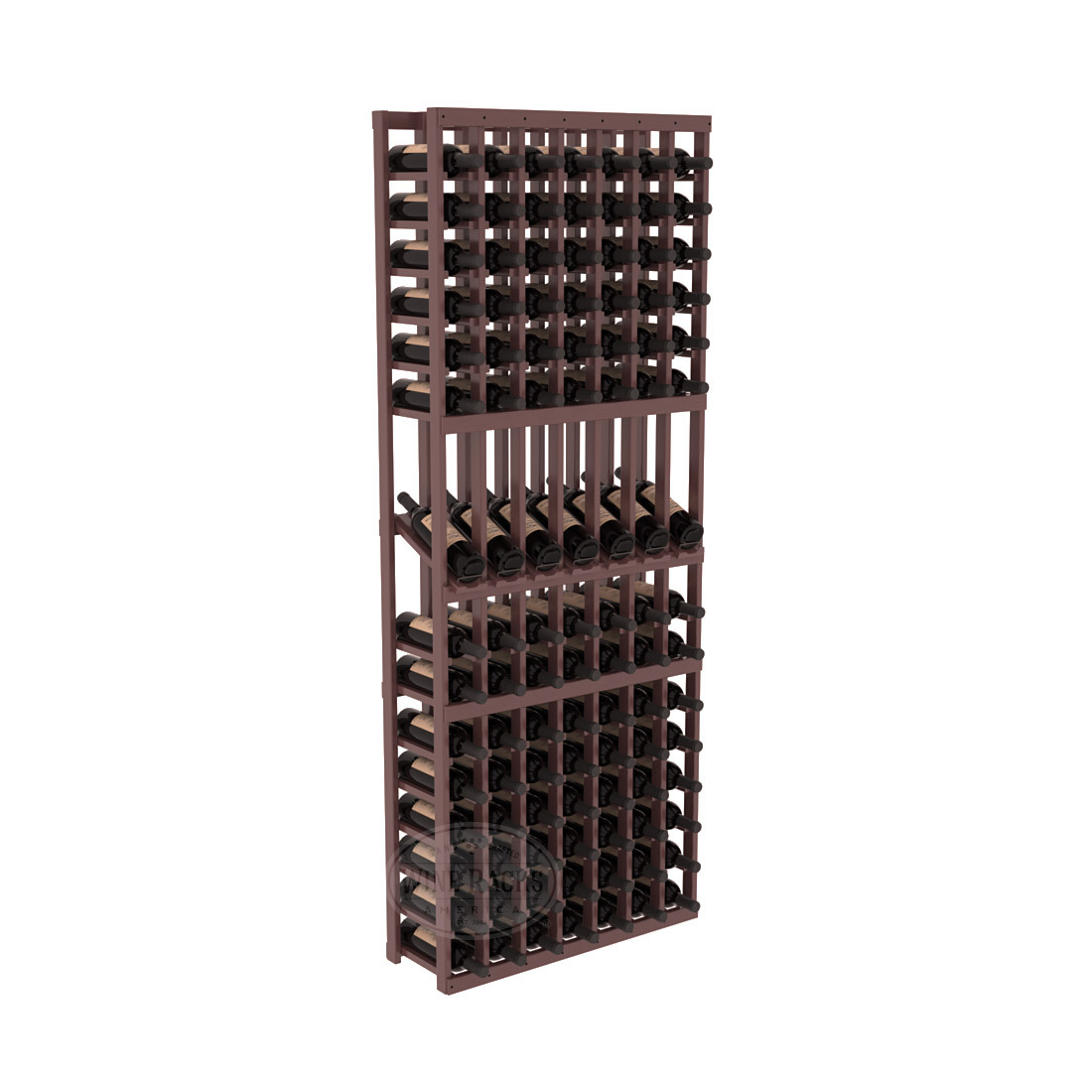 InstaCellar - 7 Column Display Row Rack in Ponderosa Pine Walnut stained with WineSafe™ Satin Sealant