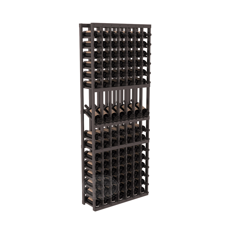 InstaCellar - 7 Column Display Row Rack in Ponderosa Pine Black stained with WineSafe™ Satin Sealant