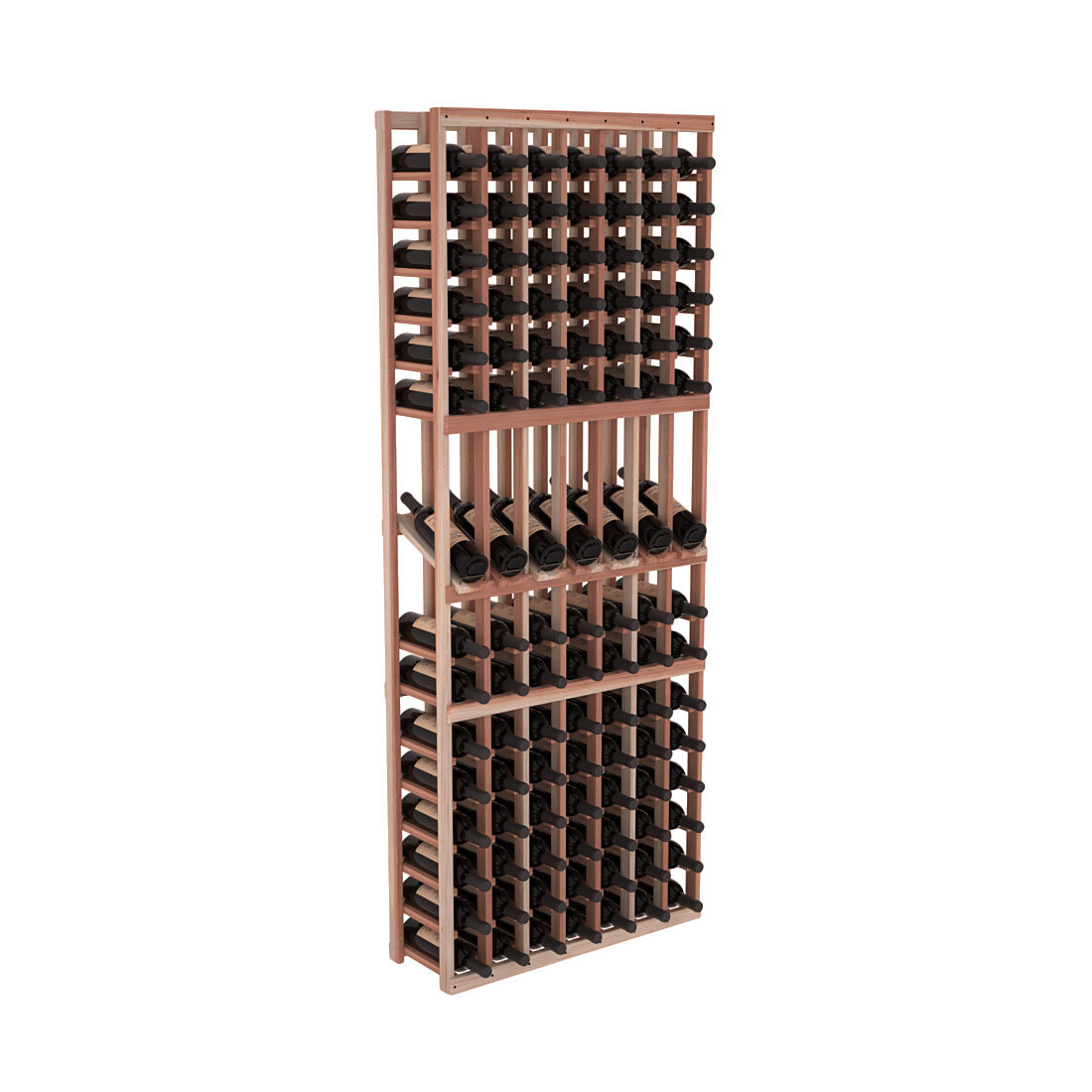 InstaCellar - 7 Column Display Row Rack in Premium Redwood Unstained without WineSafe™ Satin Sealant
