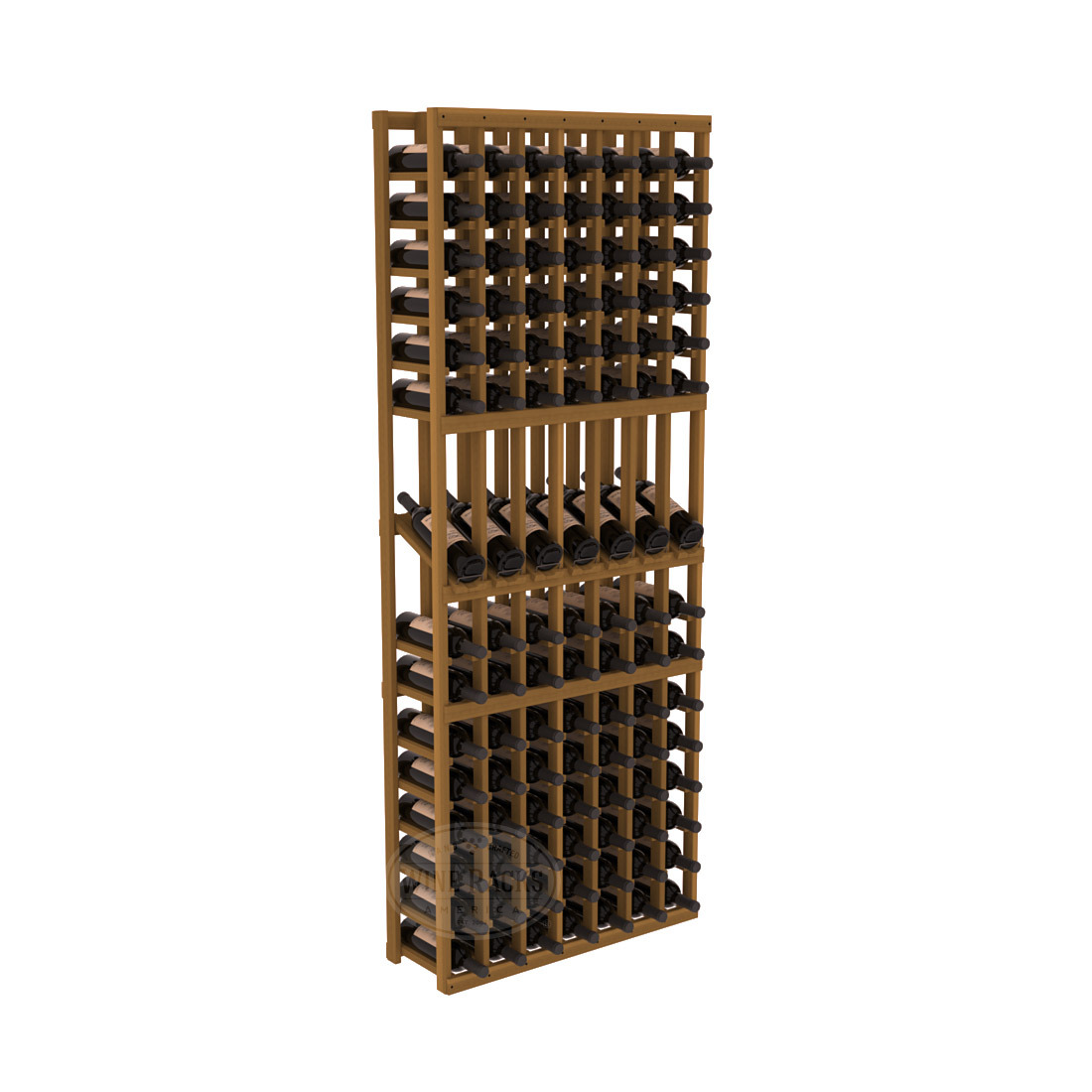 InstaCellar - 7 Column Display Row Rack in Premium Redwood Oak stained without WineSafe™ Satin Sealant