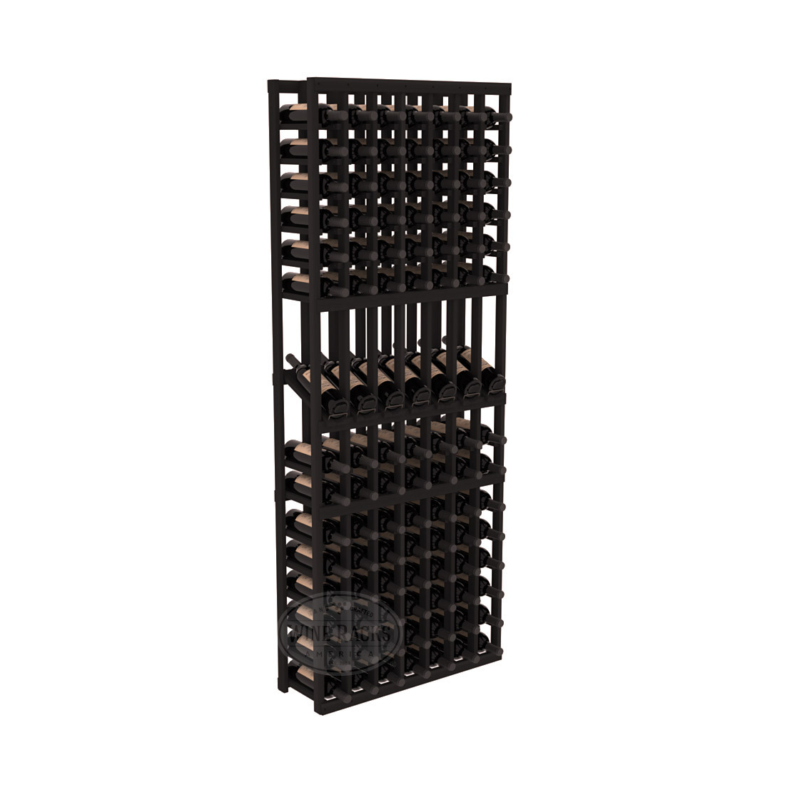 InstaCellar - 7 Column Display Row Rack in Premium Redwood Black stained without WineSafe™ Satin Sealant