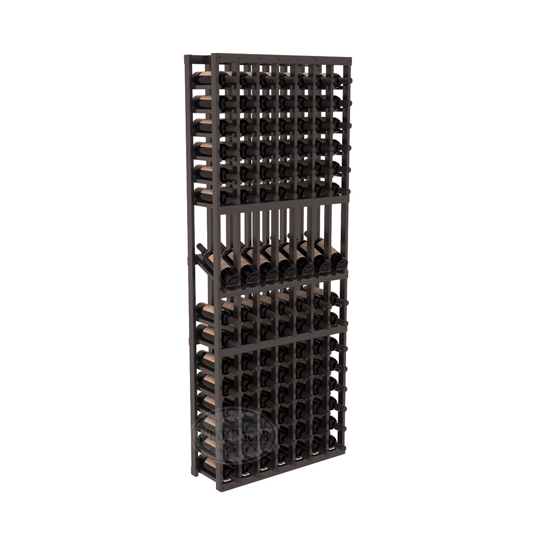 InstaCellar - 7 Column Display Row Rack in Premium Redwood Black stained with WineSafe™ Satin Sealant