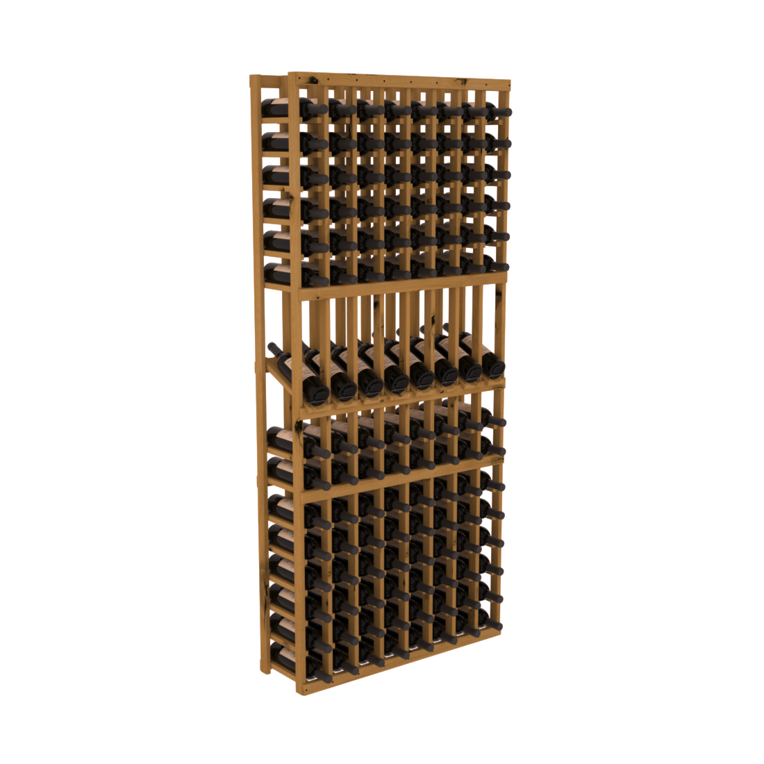 InstaCellar - 8 Column Display Row Rack in Knotty Alder Oak stained without WineSafe™ Satin Sealant