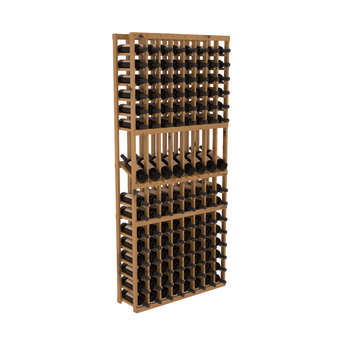 InstaCellar - 8 Column Display Row Rack in Knotty Alder Oak stained with WineSafe™ Satin Sealant