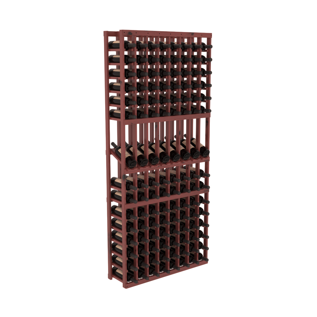 InstaCellar - 8 Column Display Row Rack in Knotty Alder Cherry stained with WineSafe™ Satin Sealant
