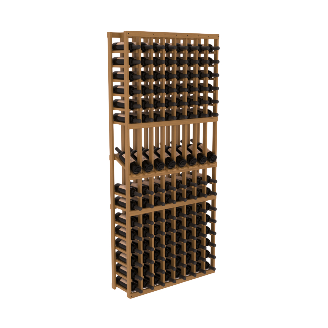 InstaCellar - 8 Column Display Row Rack in Grand Mahogany Oak stained with WineSafe™ Satin Sealant