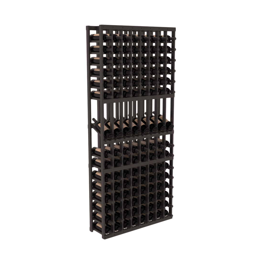 InstaCellar - 8 Column Display Row Rack in Grand Mahogany Black stained with WineSafe™ Satin Sealant