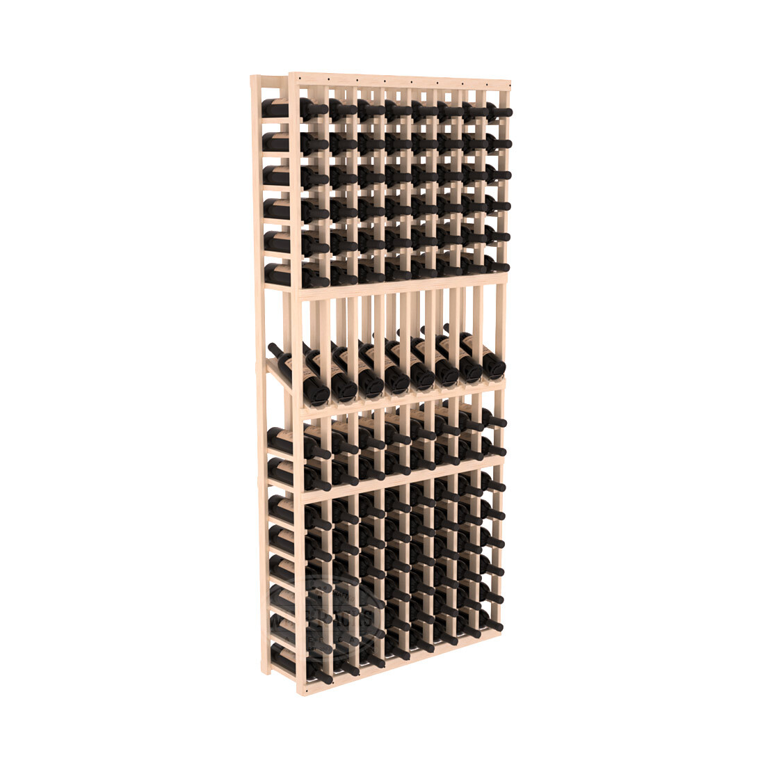 InstaCellar - 8 Column Display Row Rack in Ponderosa Pine Unstained with WineSafe™ Satin Sealant