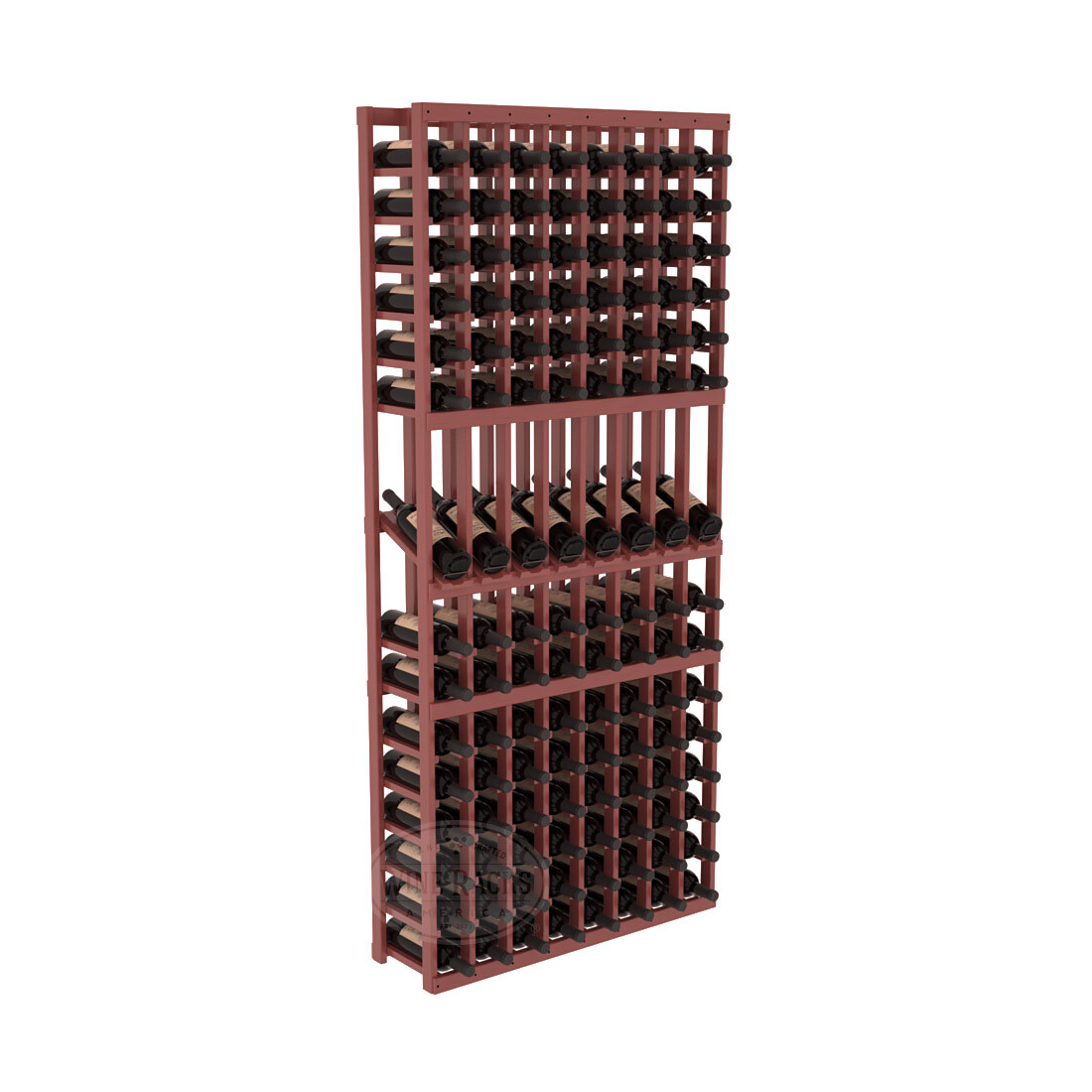 InstaCellar - 8 Column Display Row Rack in Ponderosa Pine Cherry stained with WineSafe™ Satin Sealant
