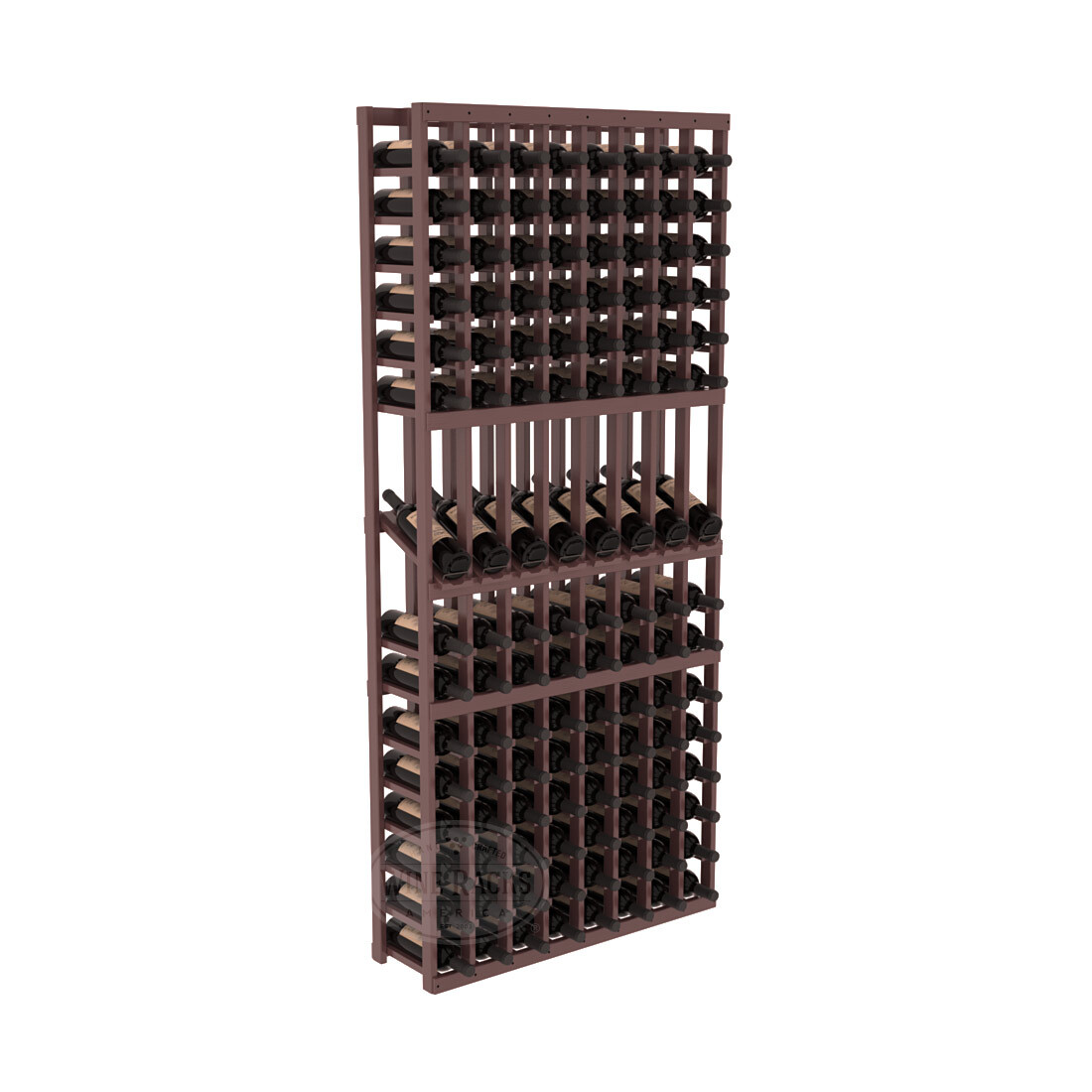 InstaCellar - 8 Column Display Row Rack in Ponderosa Pine Walnut stained with WineSafe™ Satin Sealant