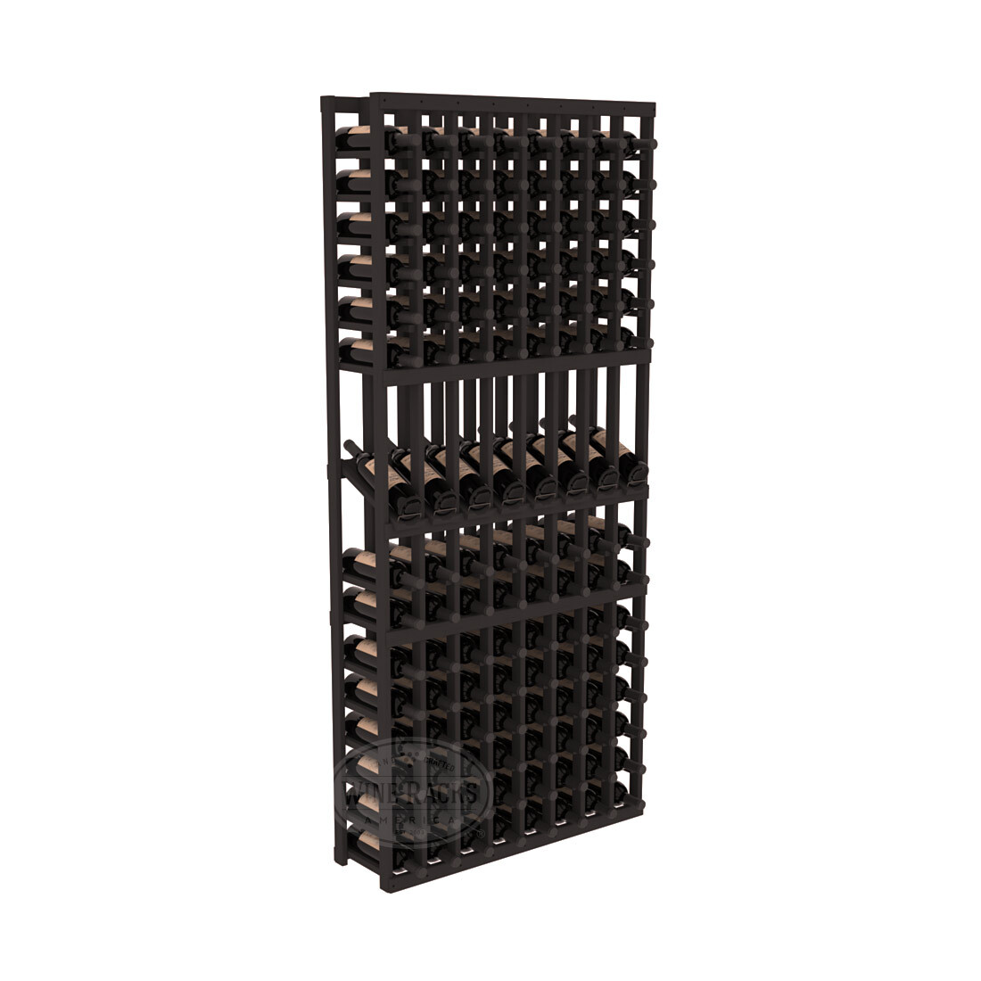 InstaCellar - 8 Column Display Row Rack in Ponderosa Pine Black stained without WineSafe™ Satin Sealant
