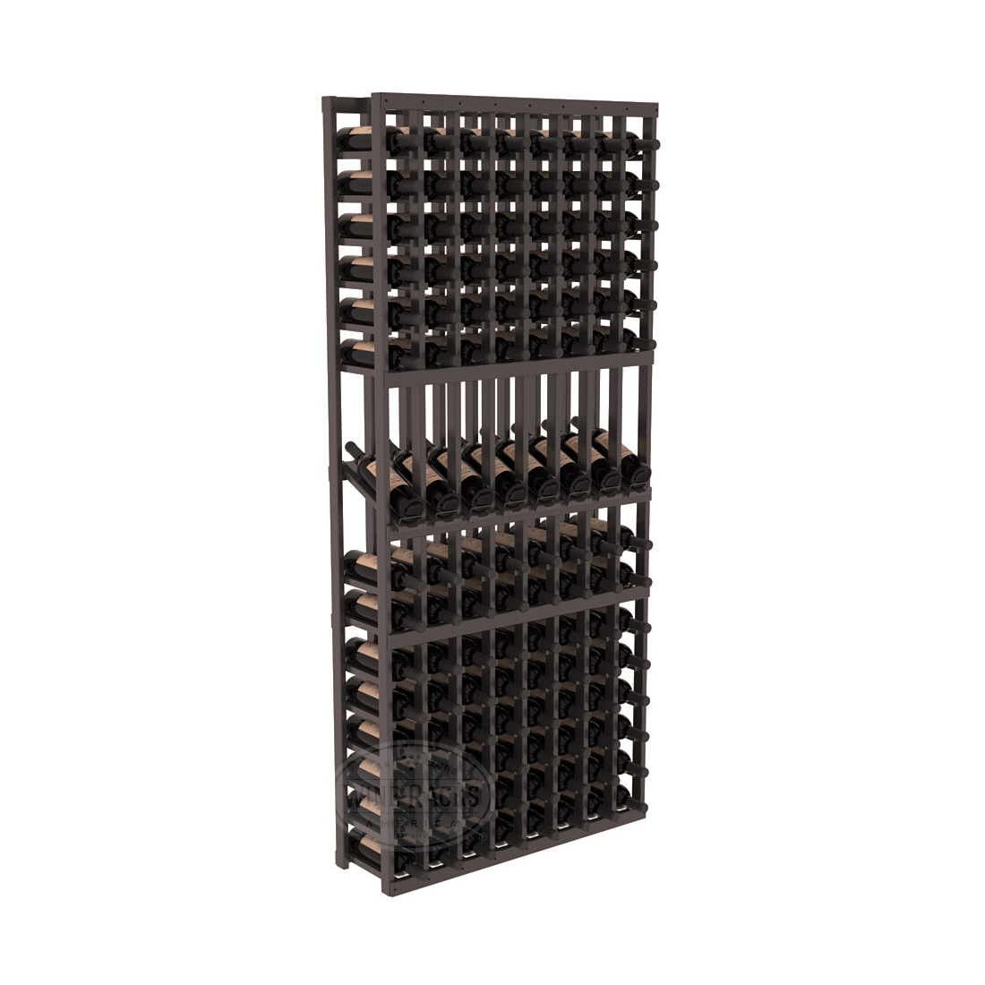 InstaCellar - 8 Column Display Row Rack in Ponderosa Pine Black stained with WineSafe™ Satin Sealant