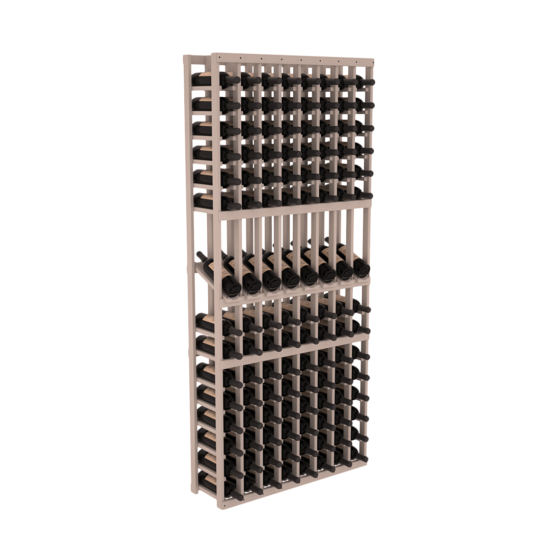 InstaCellar - 8 Column Display Row Rack in Ponderosa Pine Greywash stained without WineSafe™ Satin Sealant