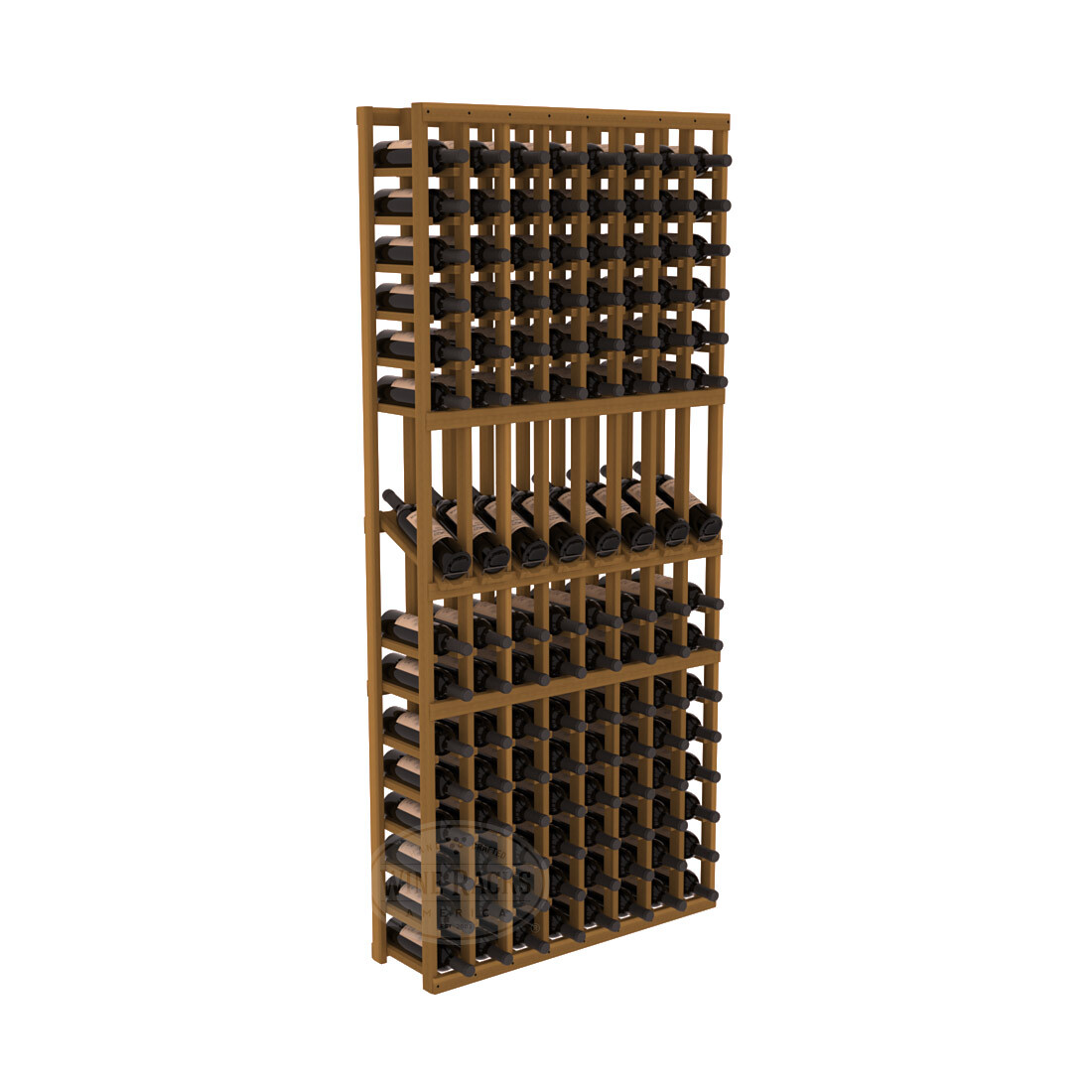 InstaCellar - 8 Column Display Row Rack in Premium Redwood Oak stained without WineSafe™ Satin Sealant