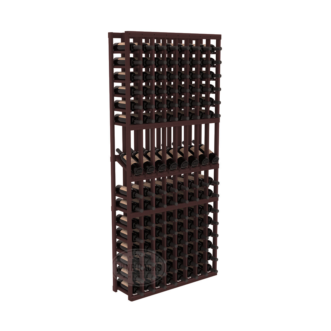 InstaCellar - 8 Column Display Row Rack in Premium Redwood Walnut stained without WineSafe™ Satin Sealant
