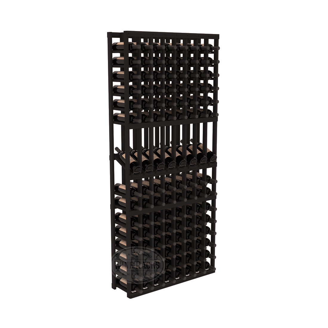 InstaCellar - 8 Column Display Row Rack in Premium Redwood Black stained without WineSafe™ Satin Sealant