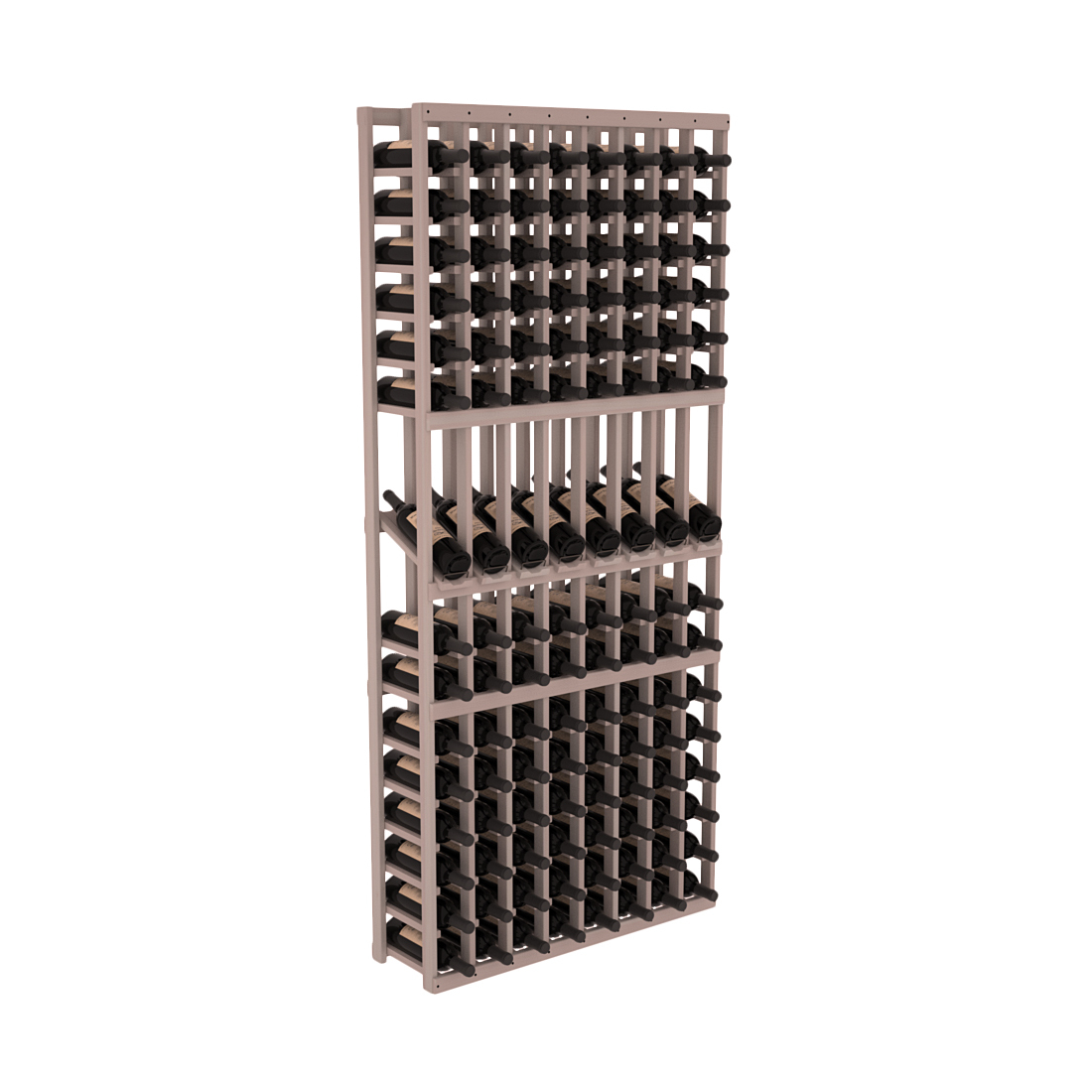 InstaCellar - 8 Column Display Row Rack in Premium Redwood Greywash stained without WineSafe™ Satin Sealant