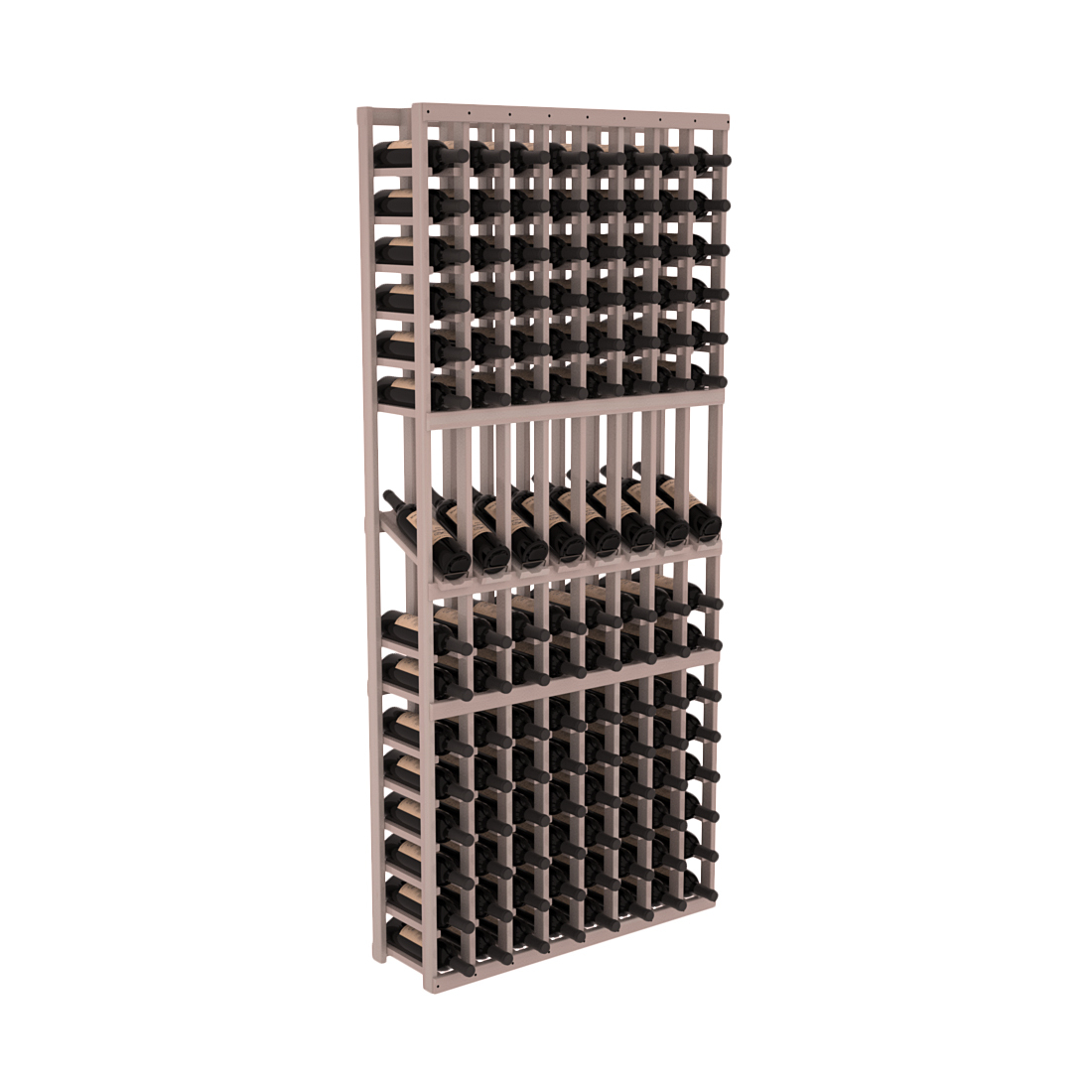InstaCellar - 8 Column Display Row Rack in Premium Redwood Greywash stained with WineSafe™ Satin Sealant