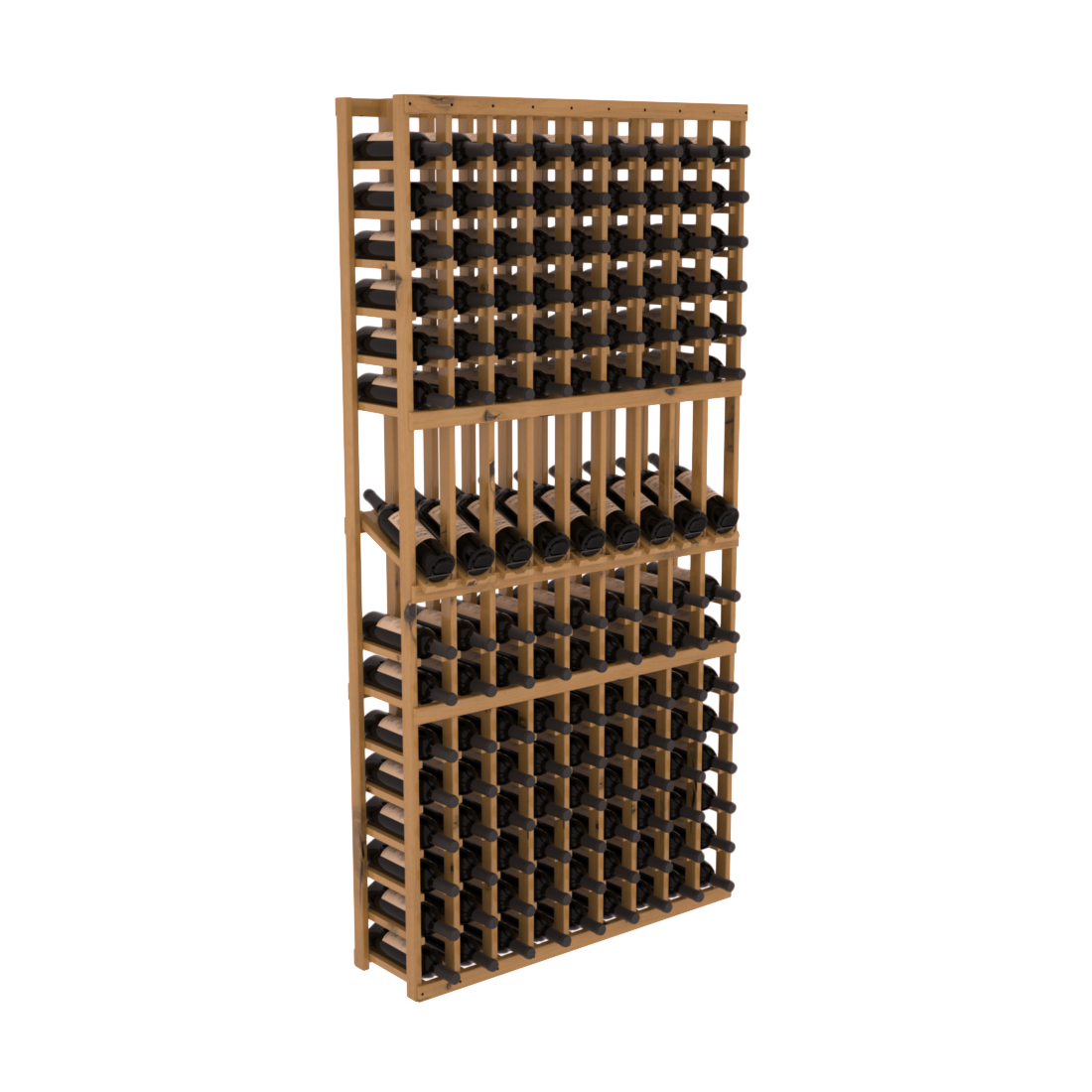InstaCellar - 9 Column Display Row Rack in Knotty Alder Oak stained with WineSafe™ Satin Sealant