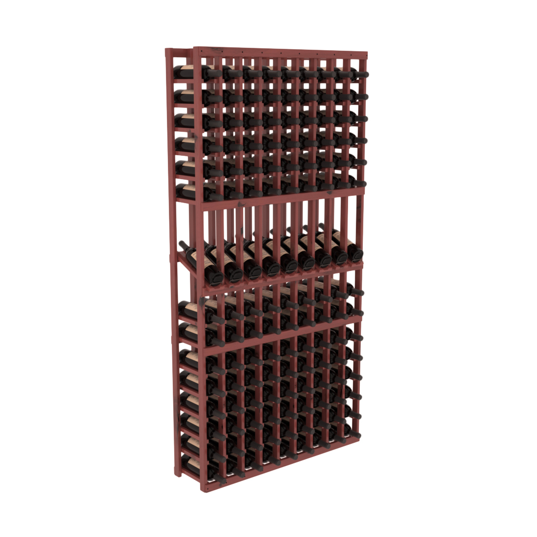 InstaCellar - 9 Column Display Row Rack in Knotty Alder Cherry stained with WineSafe™ Satin Sealant