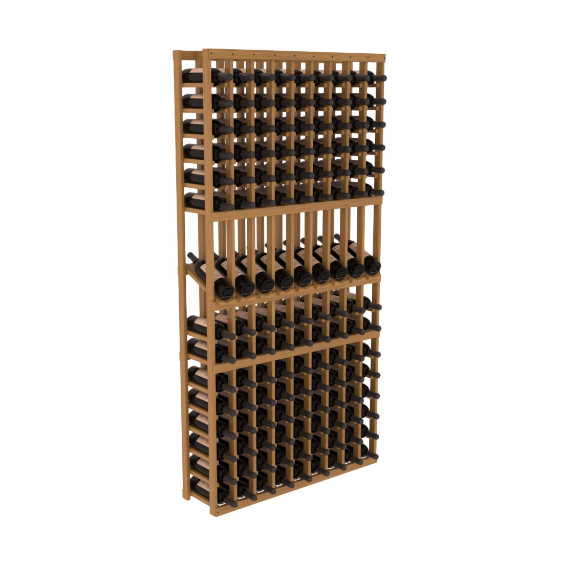InstaCellar - 9 Column Display Row Rack in Grand Mahogany Oak stained with WineSafe™ Satin Sealant