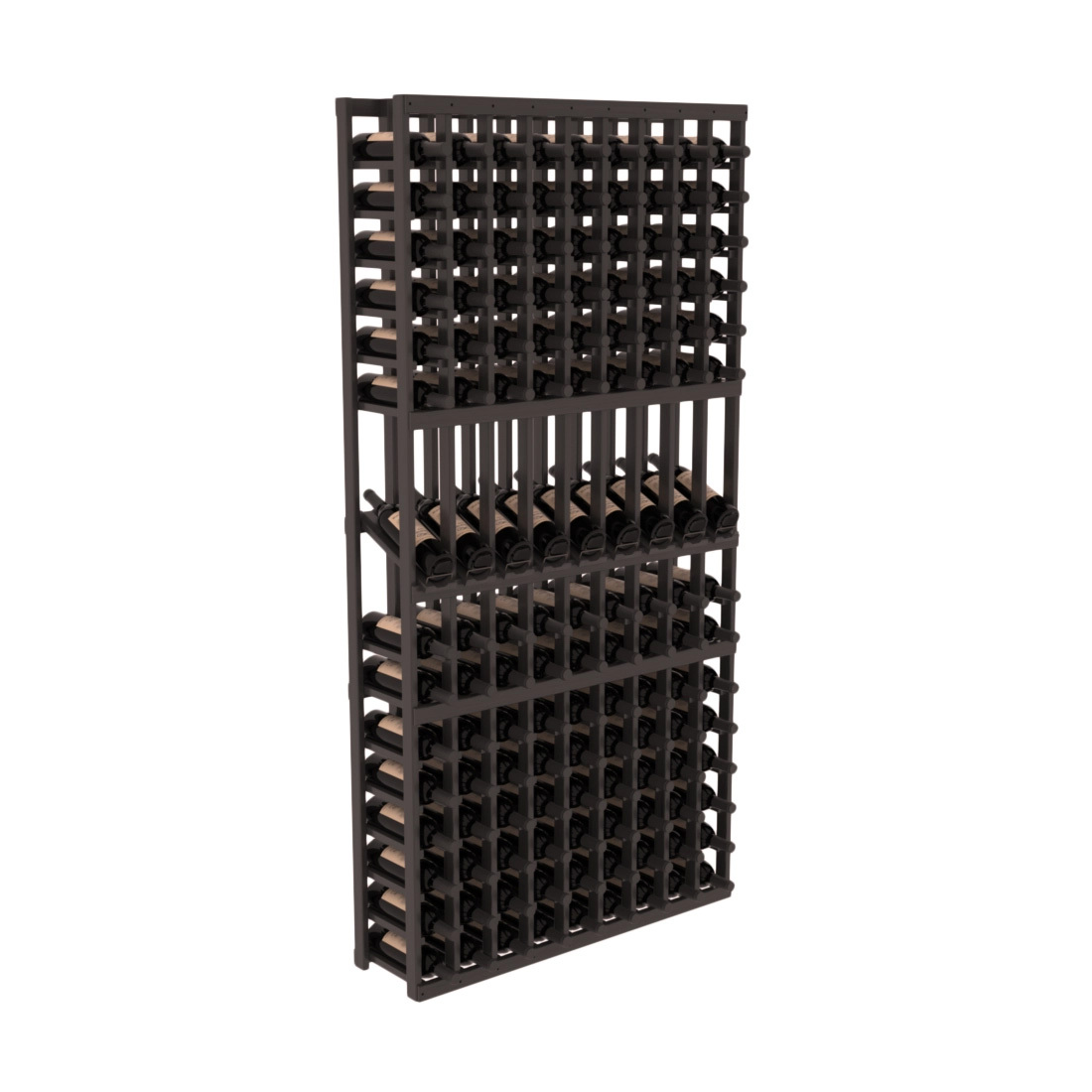 InstaCellar - 9 Column Display Row Rack in Grand Mahogany Black stained with WineSafe™ Satin Sealant