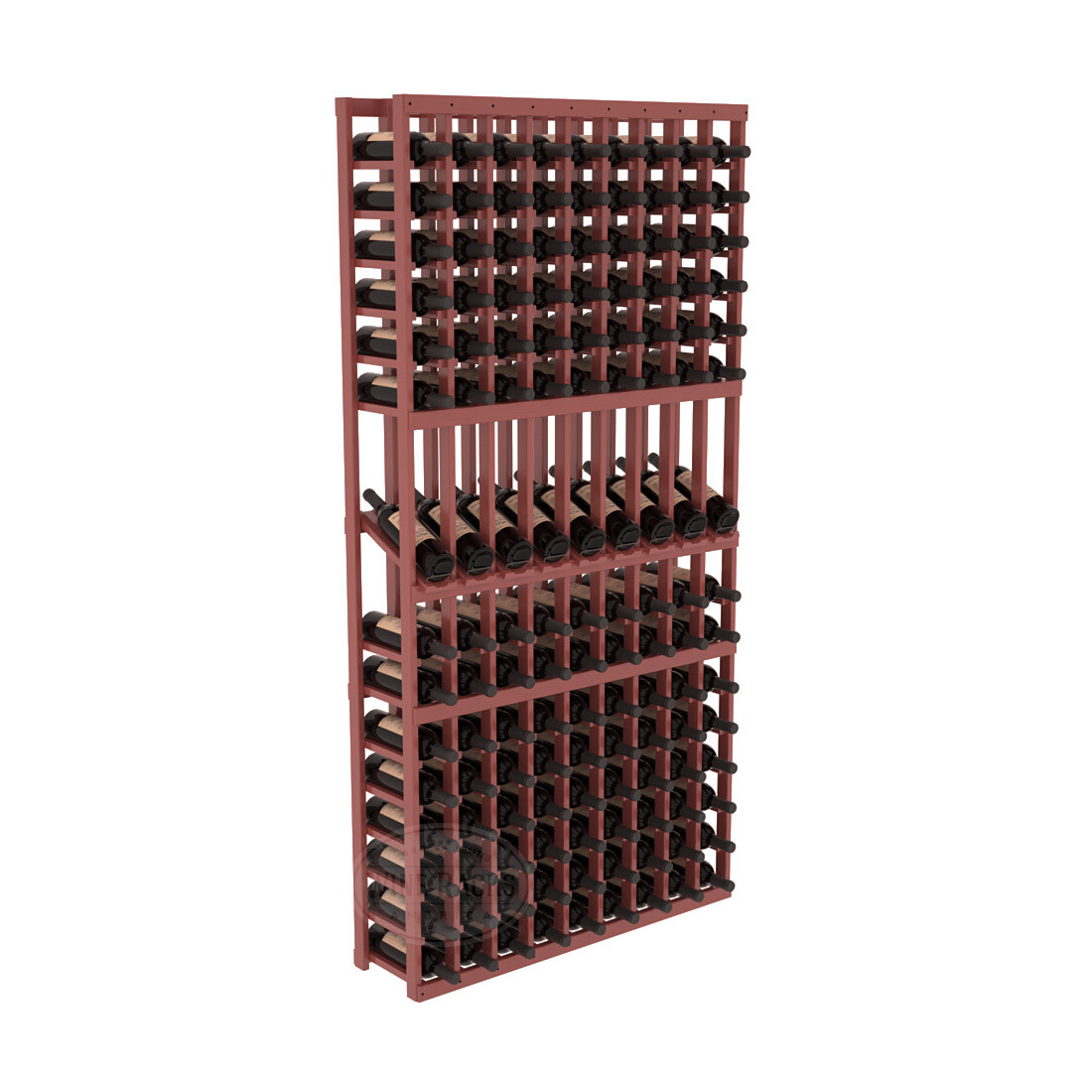 InstaCellar - 9 Column Display Row Rack in Ponderosa Pine Cherry stained with WineSafe™ Satin Sealant