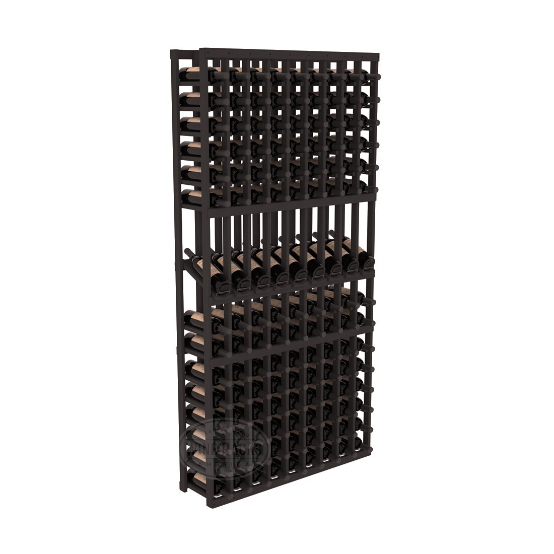 InstaCellar - 9 Column Display Row Rack in Ponderosa Pine Black stained without WineSafe™ Satin Sealant