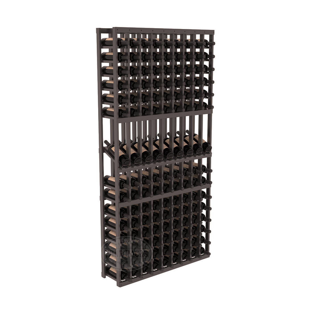 InstaCellar - 9 Column Display Row Rack in Ponderosa Pine Black stained with WineSafe™ Satin Sealant
