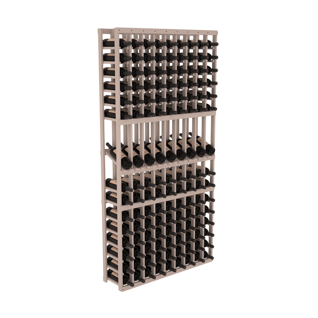 InstaCellar - 9 Column Display Row Rack in Ponderosa Pine Greywash stained without WineSafe™ Satin Sealant