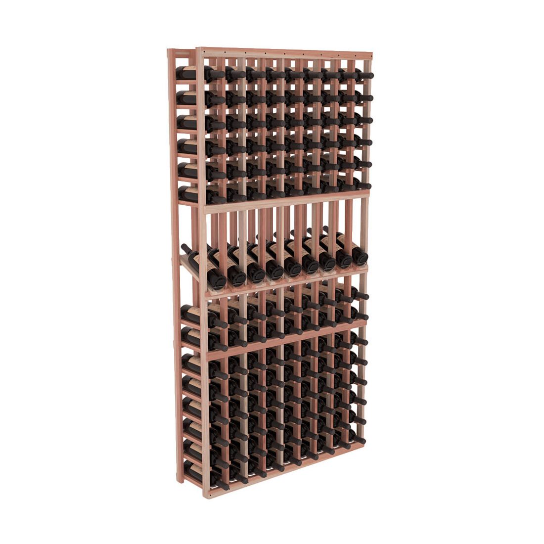 InstaCellar - 9 Column Display Row Rack in Premium Redwood Unstained with WineSafe™ Satin Sealant