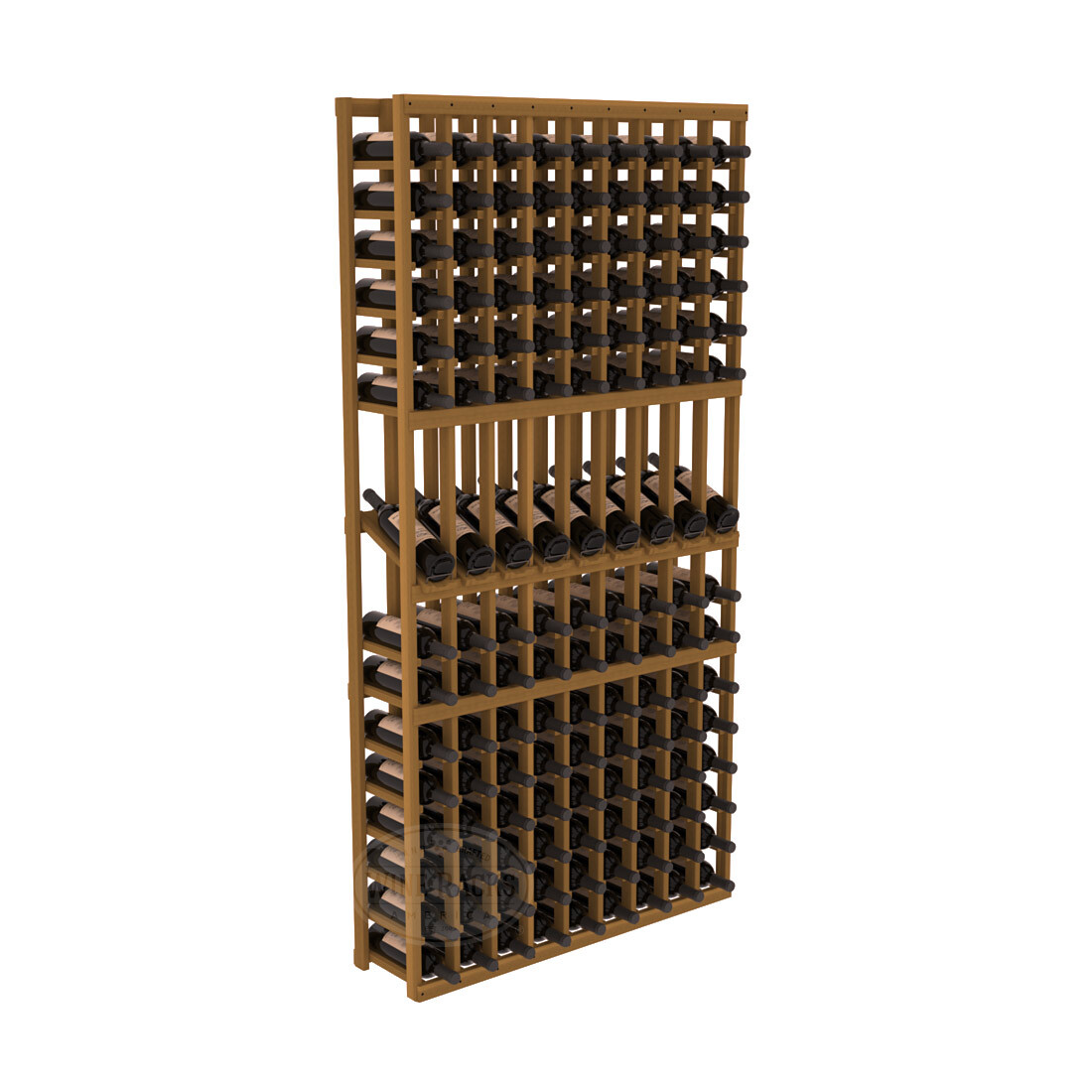 InstaCellar - 9 Column Display Row Rack in Premium Redwood Oak stained without WineSafe™ Satin Sealant
