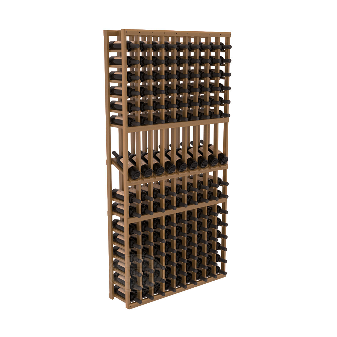 InstaCellar - 9 Column Display Row Rack in Premium Redwood Oak stained with WineSafe™ Satin Sealant