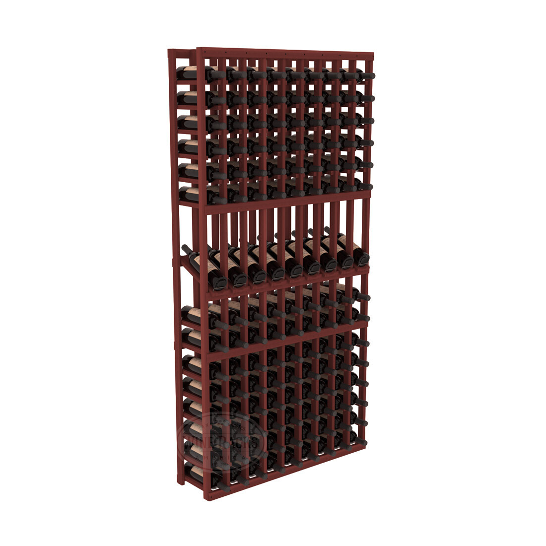 InstaCellar - 9 Column Display Row Rack in Premium Redwood Cherry stained without WineSafe™ Satin Sealant