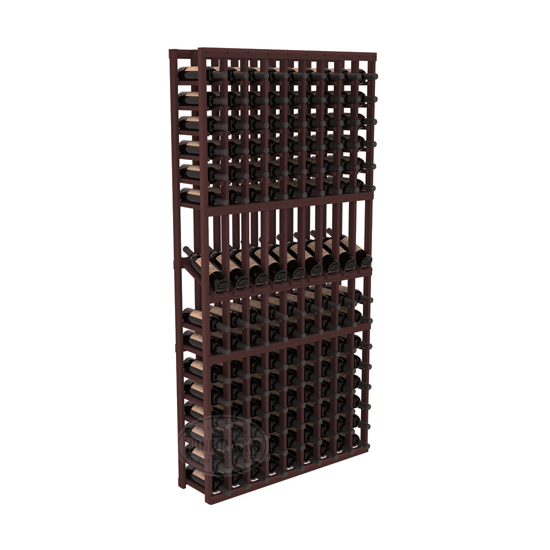 InstaCellar - 9 Column Display Row Rack in Premium Redwood Walnut stained without WineSafe™ Satin Sealant