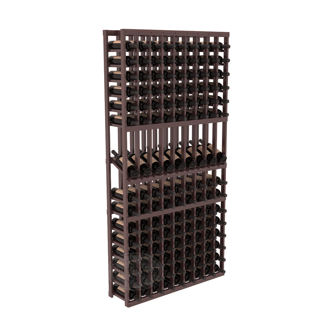 InstaCellar - 9 Column Display Row Rack in Premium Redwood Walnut stained with WineSafe™ Satin Sealant