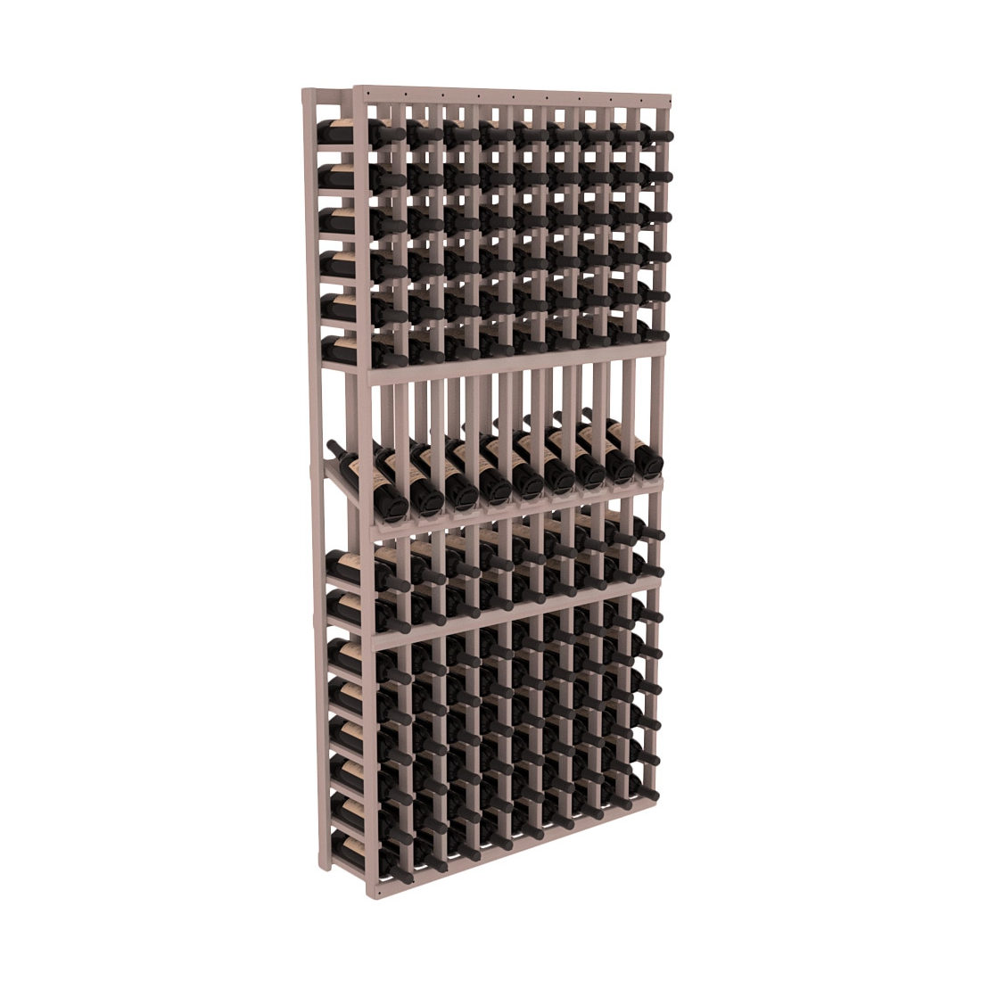 InstaCellar - 9 Column Display Row Rack in Premium Redwood Greywash stained without WineSafe™ Satin Sealant