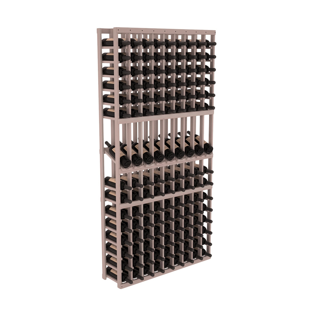 InstaCellar - 9 Column Display Row Rack in Premium Redwood Greywash stained with WineSafe™ Satin Sealant