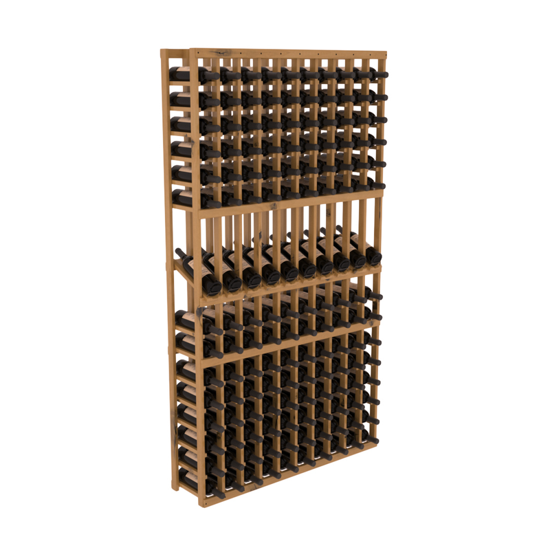 InstaCellar - 10 Column Display Row Rack in Knotty Alder Oak stained with WineSafe™ Satin Sealant