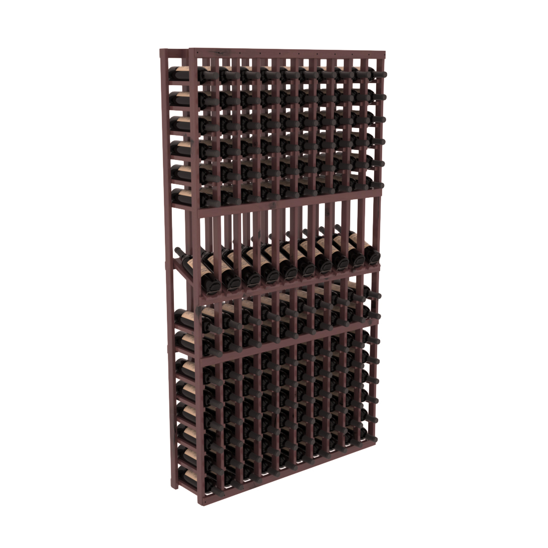 InstaCellar - 10 Column Display Row Rack in Knotty Alder Walnut stained with WineSafe™ Satin Sealant
