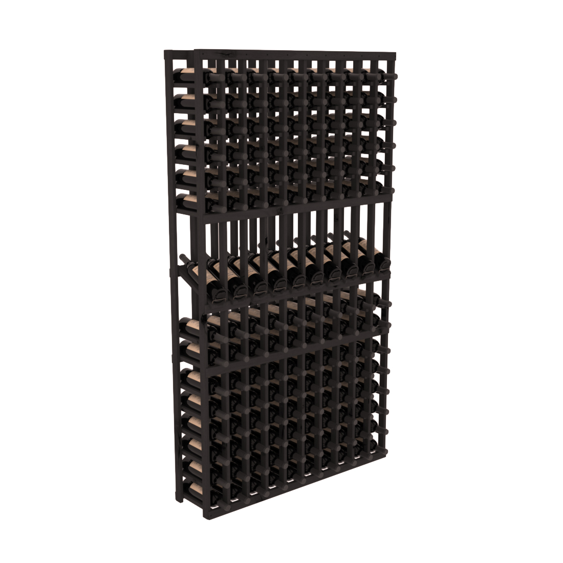 InstaCellar - 10 Column Display Row Rack in Knotty Alder Black stained without WineSafe™ Satin Sealant