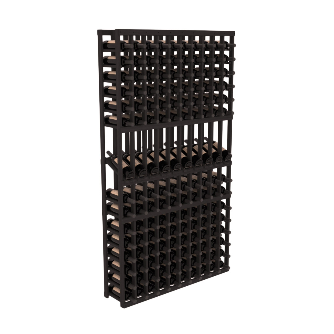 InstaCellar - 10 Column Display Row Rack in Grand Mahogany Black stained without WineSafe™ Satin Sealant