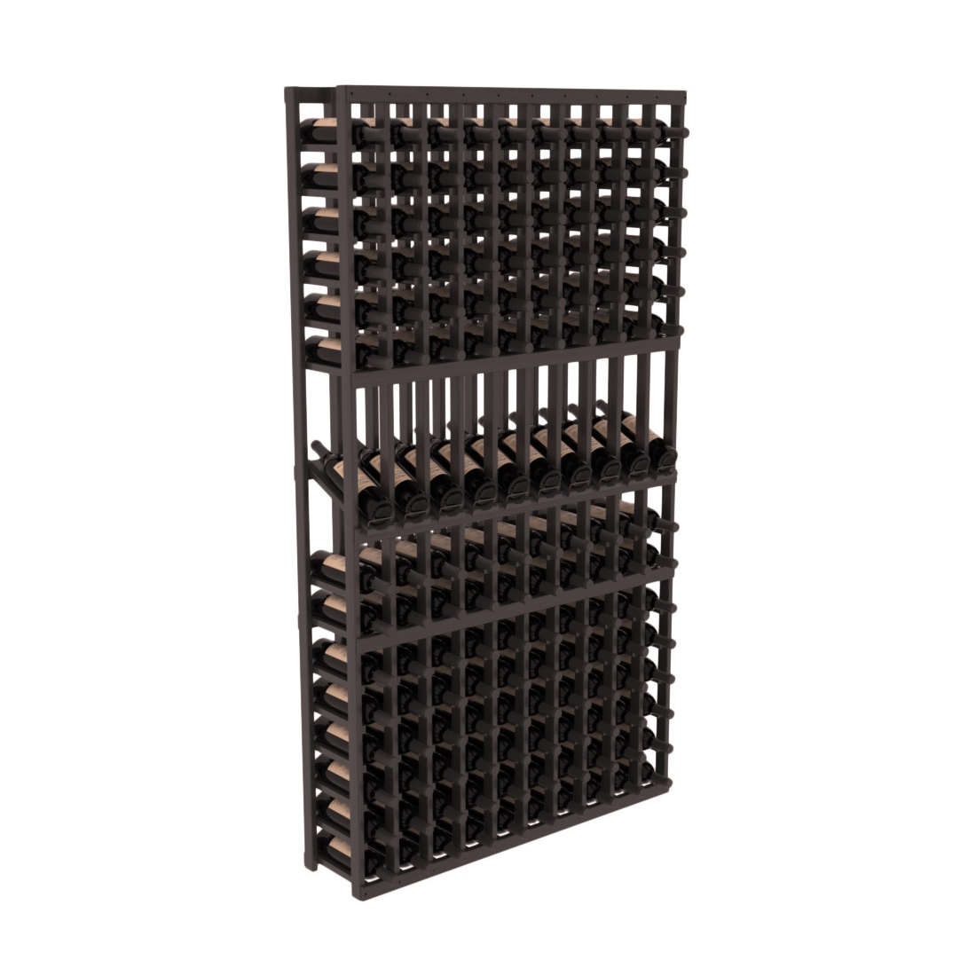 InstaCellar - 10 Column Display Row Rack in Grand Mahogany Black stained with WineSafe™ Satin Sealant