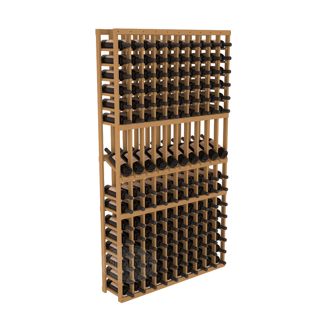 InstaCellar - 10 Column Display Row Rack in Ponderosa Pine Oak stained without WineSafe™ Satin Sealant
