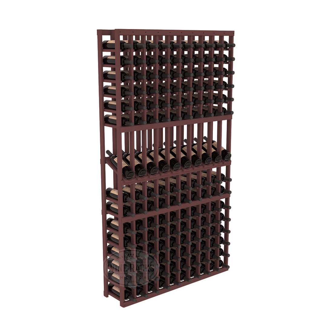 InstaCellar - 10 Column Display Row Rack in Ponderosa Pine Walnut stained without WineSafe™ Satin Sealant