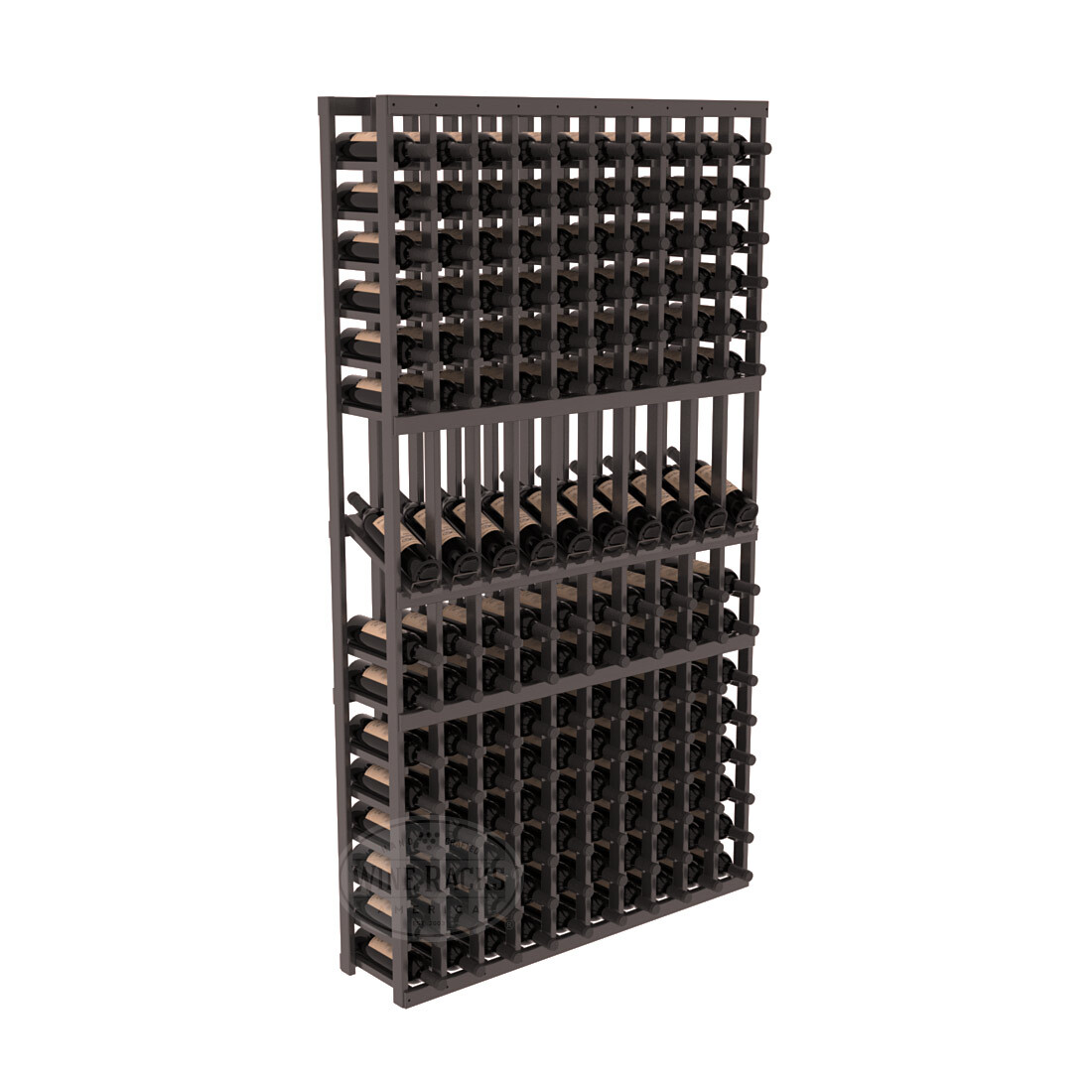 InstaCellar - 10 Column Display Row Rack in Ponderosa Pine Black stained with WineSafe™ Satin Sealant