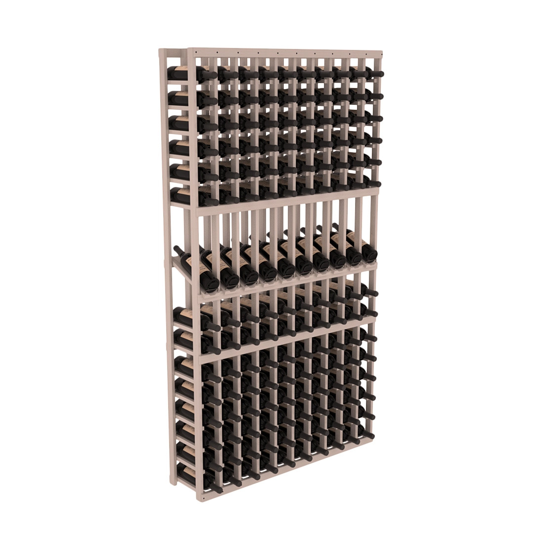 InstaCellar - 10 Column Display Row Rack in Ponderosa Pine Greywash stained with WineSafe™ Satin Sealant